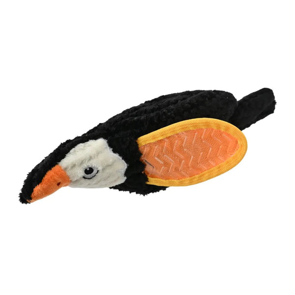 Black Raptor Style Squeaky Plush Dog Toy with Oxford Cloth Wing - GreenFur