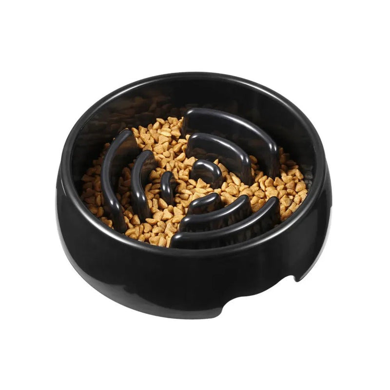 Black Slow Feed Food Cat Dog Puzzle Bowl Pet Slow Bowl, L 9.4" × 2.6" - GreenFur