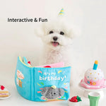 Blue Book Shaped Interactive Dog Plush Toy for Treat Dispensing - GreenFur