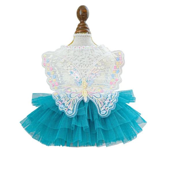 Blue Color Pet Clothes Cute Butterfly Fairy Tulle Dress for Dog - GreenFur