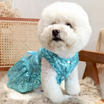Blue Color Sequin Dog and Cat Dress Wedding Gown for Pets - GreenFur