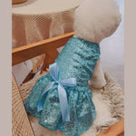 Blue Color Sequin Dog and Cat Dress Wedding Gown for Pets - GreenFur