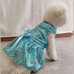 Blue Color Sequin Dog and Cat Dress Wedding Gown for Pets - GreenFur