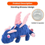 Blue Cute Standing Dinosaur Chew - Resistant Squeaky Plush Dog Toy - GreenFur