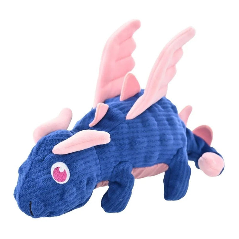 Blue Cute Standing Dinosaur Chew - Resistant Squeaky Plush Dog Toy - GreenFur