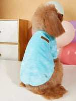 Blue Fleece Lined Flannel Dog Pullover with Leather Patch - GreenFur