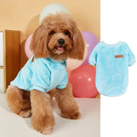 Blue Fleece Lined Flannel Dog Pullover with Leather Patch - GreenFur