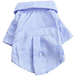 Blue Striped Pet T Shirt with Bow Tie Collar - GreenFur