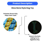 Bone Style Glow in the Dark Polyester Woven Strip Dog Toy - GreenFur