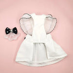 Bow Decor Pet Dress with Necklace and Hair Clip Set - GreenFur