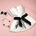 Bow Decor Pet Dress with Necklace and Hair Clip Set - GreenFur