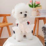 Breathable Little Red Flower Denim Dog Dress - GreenFur