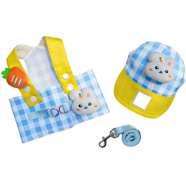 Breathable Pet Harness Set with Sun Hat and Durable Leash for Cats and Small Dogs - GreenFur