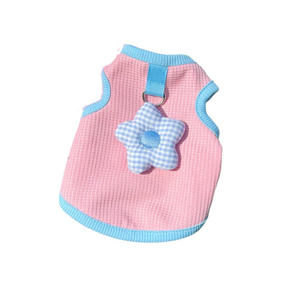 Breathable Pet Vest with Leash Ring and Detachable Flower Accessory - GreenFur