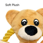 Brown Bear Stuffed Dog Toy Squeaky Rope Knot Frisbee - GreenFur