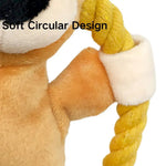 Brown Bear Stuffed Dog Toy Squeaky Rope Knot Frisbee - GreenFur