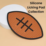 Brown Rugby Style Silicone Pet Licking Mat with Suction Cups - GreenFur