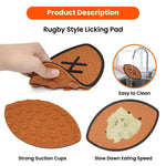 Brown Rugby Style Silicone Pet Licking Mat with Suction Cups - GreenFur