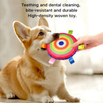 Built - in Bell Colorful Plush Bite Resistant Dog Frisbee Toy - GreenFur