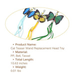Butterfly Cat Teaser Stick Replacement Head with Bell and Tassels - GreenFur