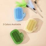 Cactus Style Cat Self Groomer Brush with Feather Toy - GreenFur