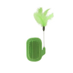 Cactus Style Cat Self Groomer Brush with Feather Toy - GreenFur
