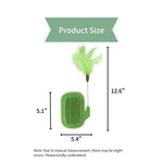 Cactus Style Cat Self Groomer Brush with Feather Toy - GreenFur