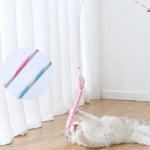 Candy Colour Interactive Pulley Fishing Rod Cat Toy Teaser - GreenFur