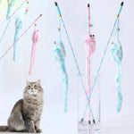 Candy Colour Interactive Pulley Fishing Rod Cat Toy Teaser - GreenFur