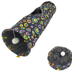 Canvas Fabric Circle Print Collapsible Cat Tunnel Crinkle - GreenFur