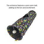 Canvas Fabric Circle Print Collapsible Cat Tunnel Crinkle - GreenFur