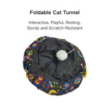 Canvas Fabric Circle Print Collapsible Cat Tunnel Crinkle - GreenFur
