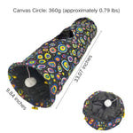 Canvas Fabric Circle Print Collapsible Cat Tunnel Crinkle - GreenFur