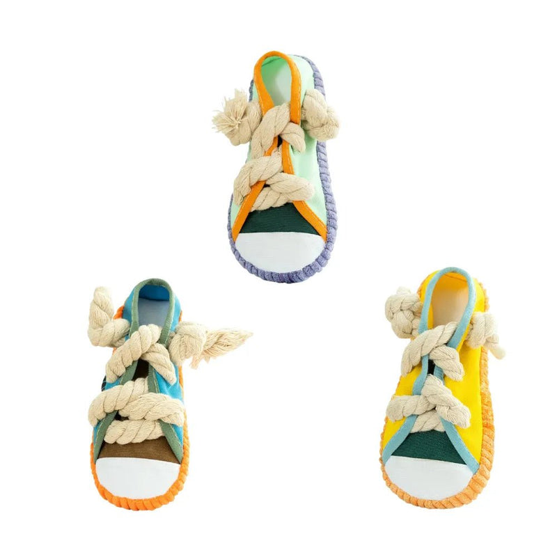Canvas Shoes Shaped Squeaky Dog Chew Toys - GreenFur