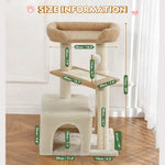 Carpet Cat Tree Cute Multi - Level Kitty Tower for Indoor Cats - GreenFur