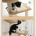 Carpet Cat Tree Cute Multi - Level Kitty Tower for Indoor Cats - GreenFur