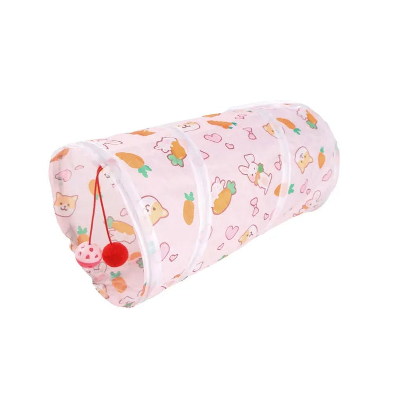 Carrot Cat Tunnel Mini Foldable Small Animal Play Tube - GreenFur