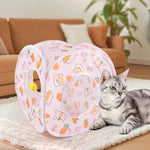 Carrot Cat Tunnel Square Design Foldable Small Animal Play Tube - GreenFur