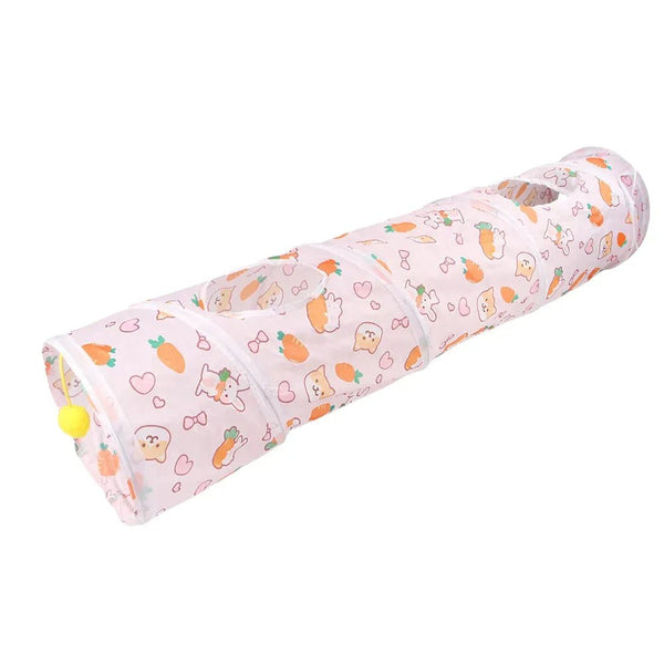 Carrot Cat Tunnel Straight Design Foldable Small Animal Play Tube - GreenFur