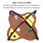 Cartoon Cat Play Mat Tent with Bell Toy Ladybug Bee Butterfly - GreenFur