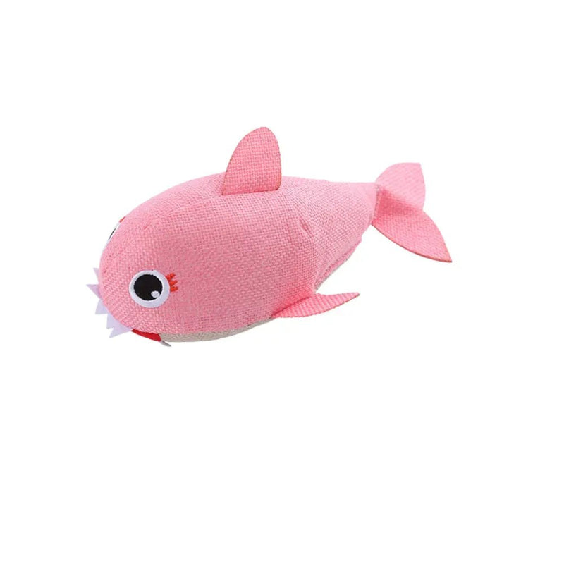 Cartoon Plush Shark Family Catnip Cat Toy Durable Chew Play Toy - GreenFur
