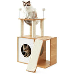 Cat Bubble Cabin Hammock Kitten Condo Tower Wooden Cat Tree - GreenFur