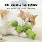 Cat Chew Pillow Toy Durable Crinkle Plush Kicker for Play - GreenFur