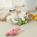 Cat Chew Pillow Toy Durable Crinkle Plush Kicker for Play - GreenFur