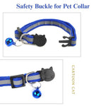 Cat Collar Reflective Safety Buckle Bell Round Ear Design - GreenFur