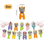 Cat Face and Paw Print Cat Theme Happy Birthday Banner - GreenFur