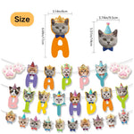 Cat Face Funny Decor Cat Birthday Banner - GreenFur