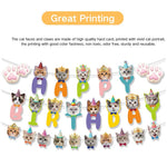 Cat Face Funny Decor Cat Birthday Banner - GreenFur