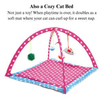 Cat Play Mat Breathable Polka Dot Tent Bed with Jingle Toy - GreenFur