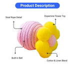 Cat Sisal Ball Toy Interactive Dental Chew Bell Sound Stimulating - GreenFur
